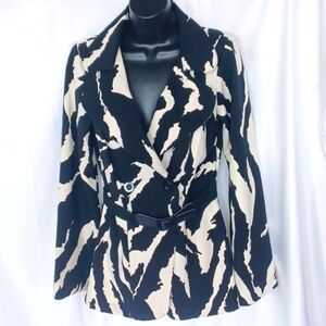 Wrapper jacket Jr sz M, black & cream, belted